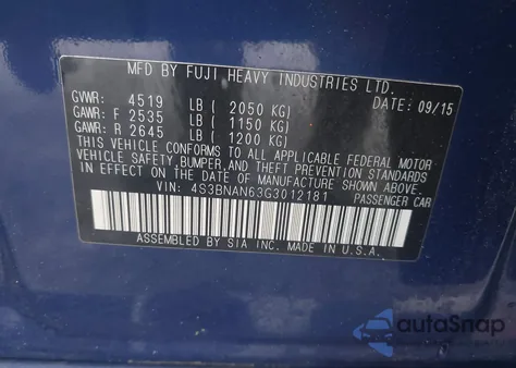 2016 Subaru Legacy 2.5I Limited z USA, uszkodzony, nr VIN 4S3BNAN63G3012181